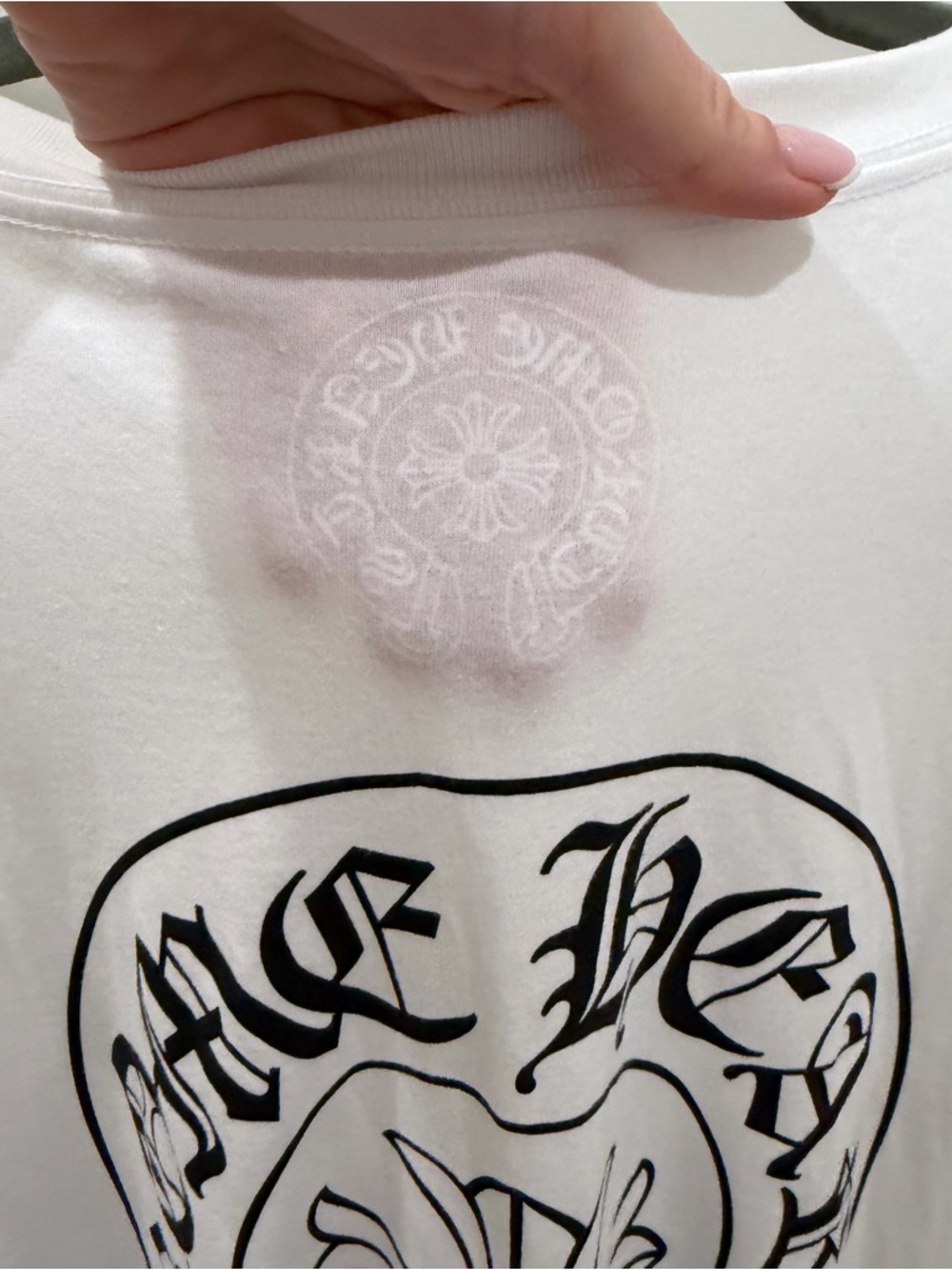 Chrome Hearts White Short-Sleeve Pocket Tee with Black Logo - Picture 4 of 13